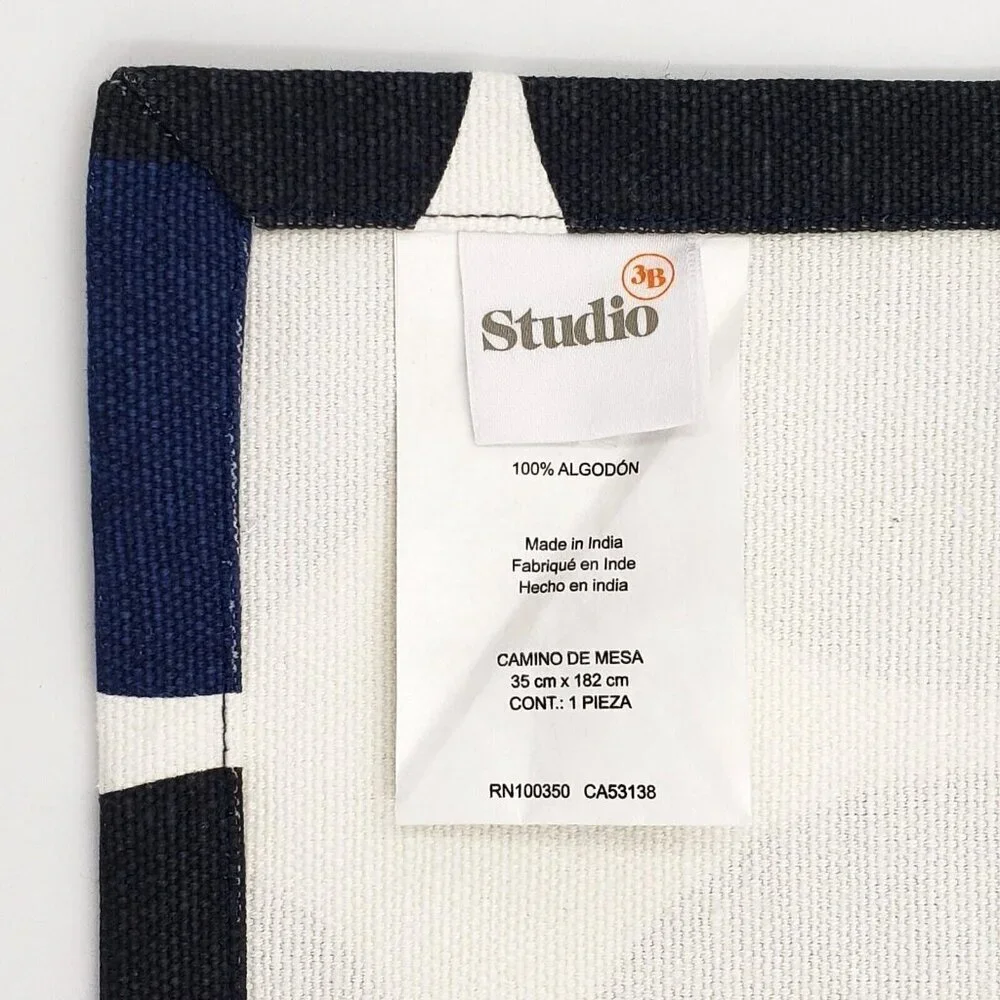 3B Studio‎ Blue Geometric Circle Table Runner 14